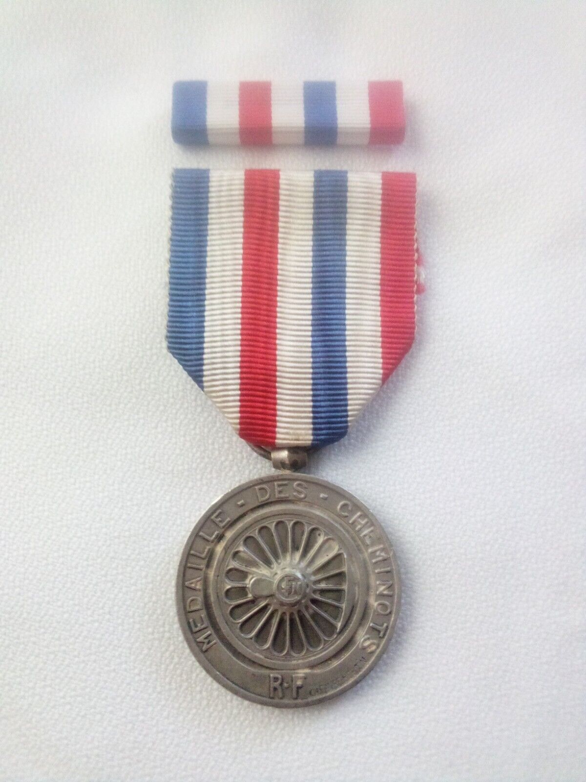 French Railway Workers Honor Medal W/ Ribbon Bar/ Silver/ 1951/ Named/ Pre-owned