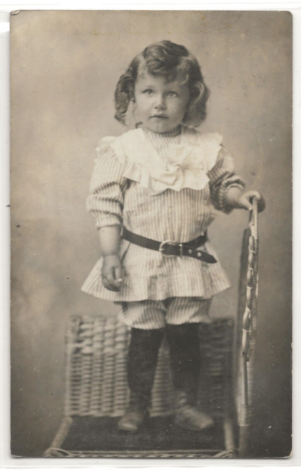 Cute little girl, Leroy Township, Michigan; Calhoun history photo postcard RPPC