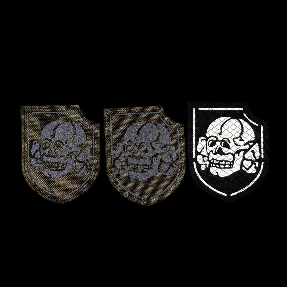 3Pcs Reflective IR Gosht Skull Russia Russian Army Tatical Hook Loop Patch Badge