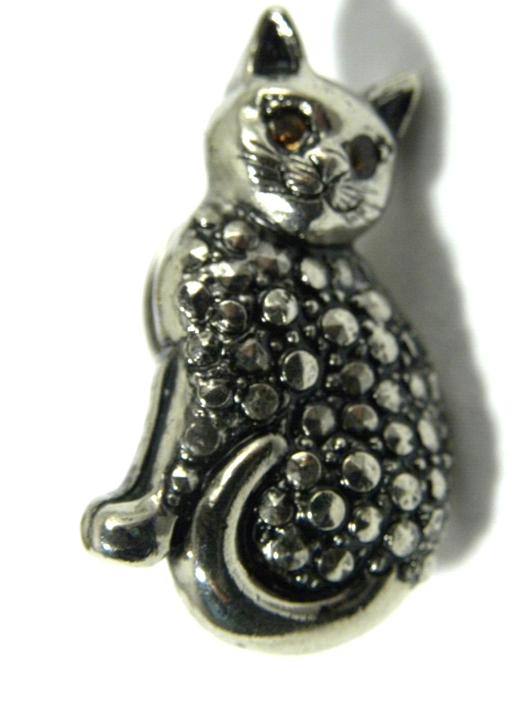 Vintage Cat Pin Brooch Silver Tone Textured