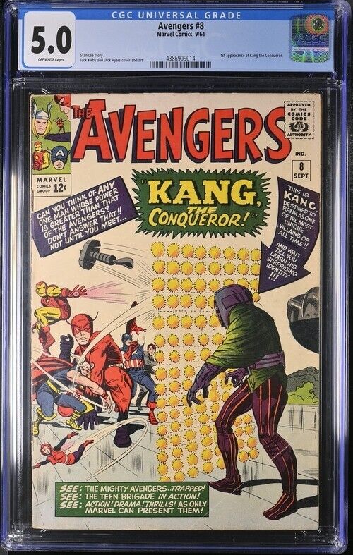 Avengers 8 CGC 5.0 1st App Kang the Conqueror Kirby Cover 1964