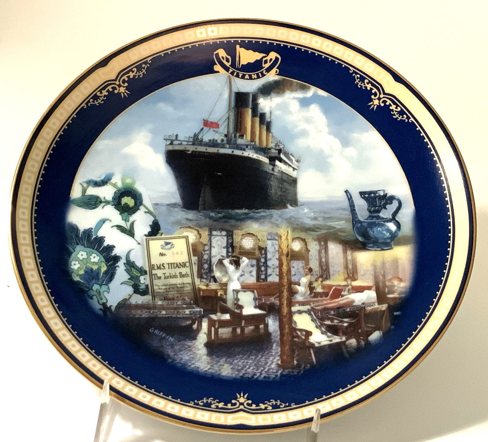 1999 RMS Titanic Collector Plate - Queen of the Ocean Series - THE TURKISH BATH