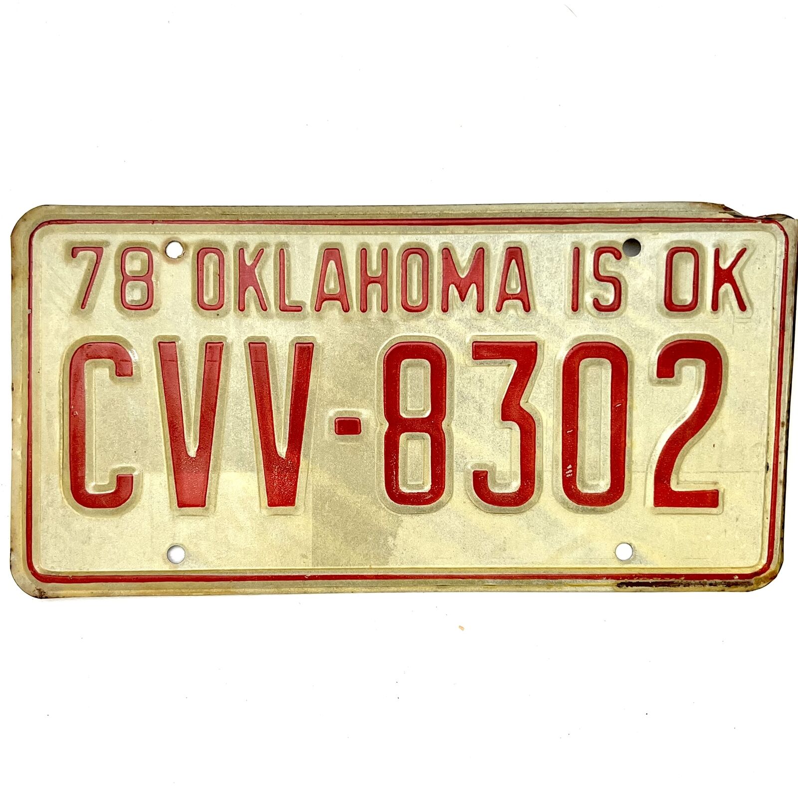 1978 United States Oklahoma Cleveland County Passenger License Plate CVV-8302