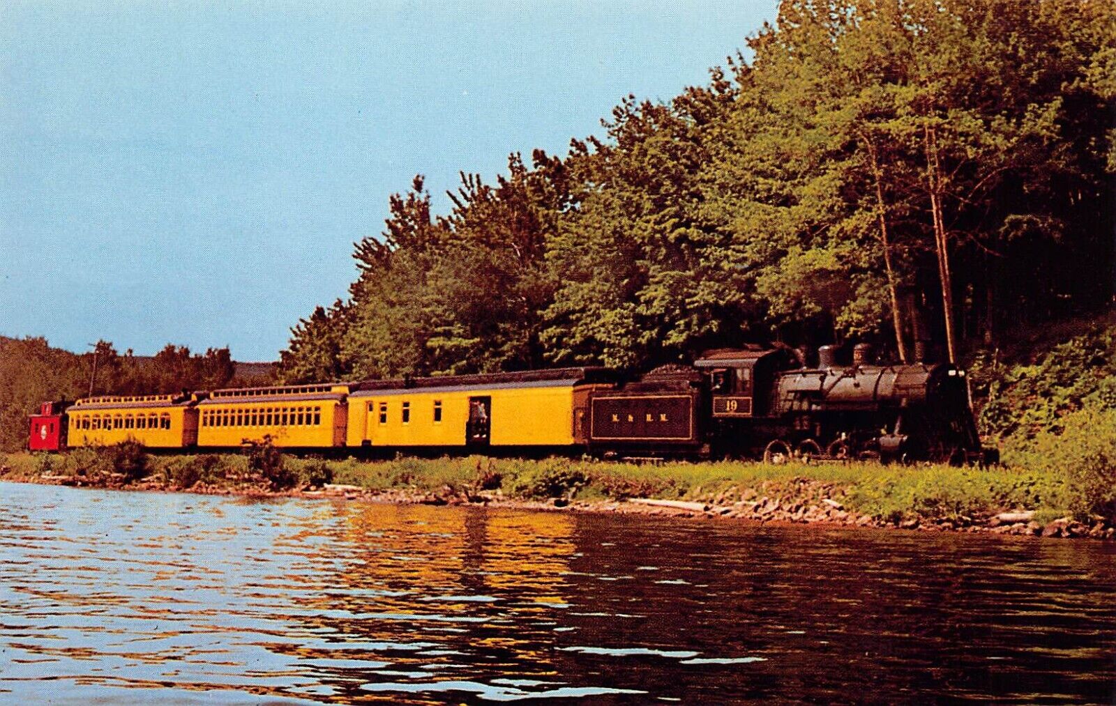 Marquette and Huron Mountain MI Railroad Train Locomotive No 19 Vtg Postcard D10