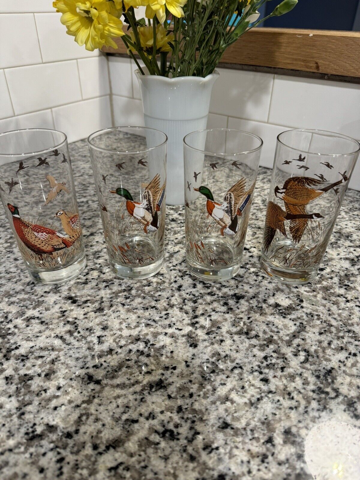 4 Vintage Libbey Canadian Geese/Mallards Drinking Glasses TUMBLERS 6\