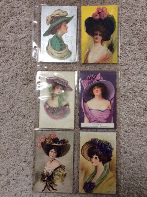 Antique Victorian Ladies post cards, 6 pcs, good condition, 