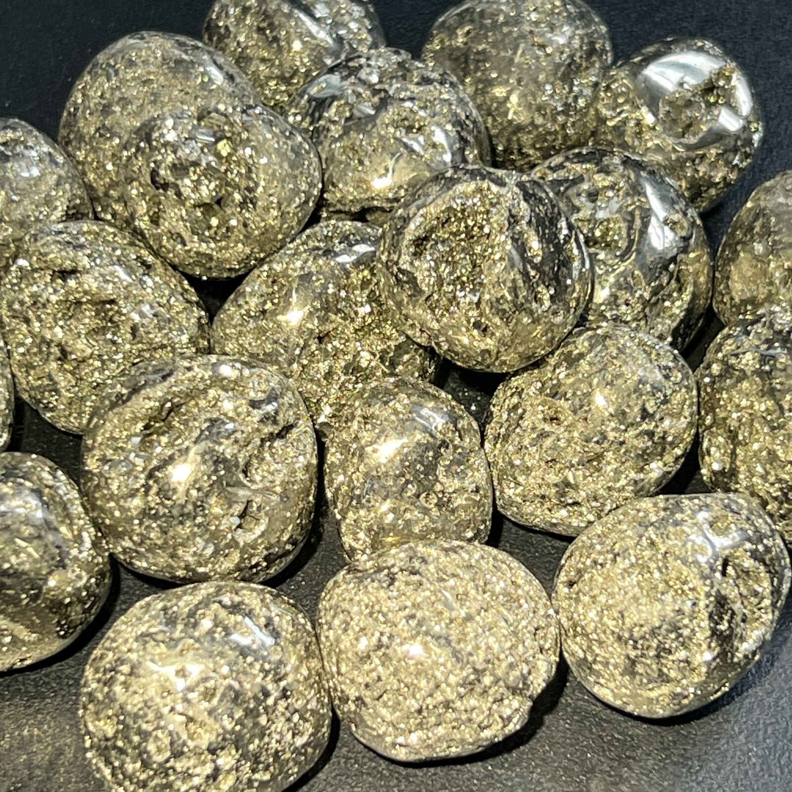 Iron Pyrite Crystal Tumbled (1 LB) One Pound Bulk Wholesale Lot Polished Natural