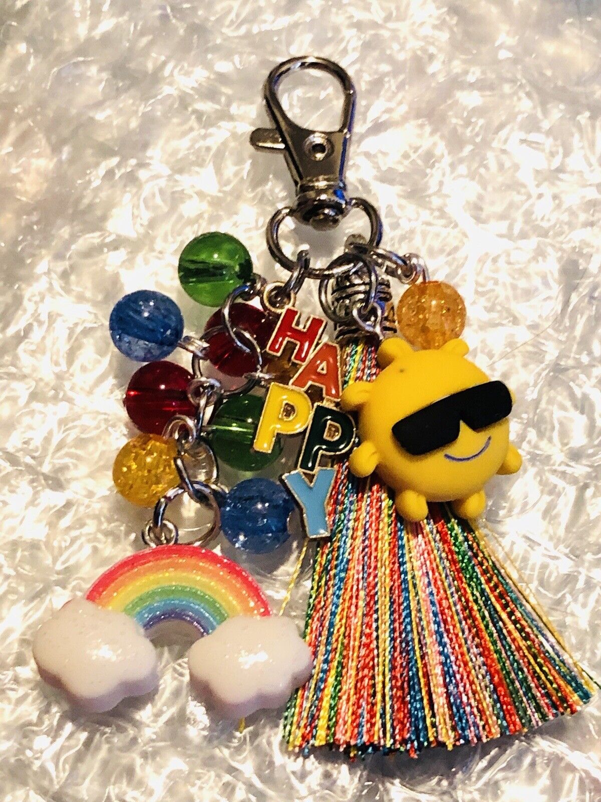 A Little Happy Sun Rainbow Backpack Bag Fob Charm Tote Clip Dangle Kids