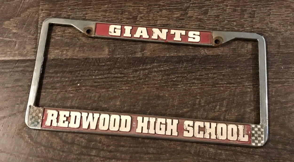 Vintage License Plate  Frame Redwood High School Giants