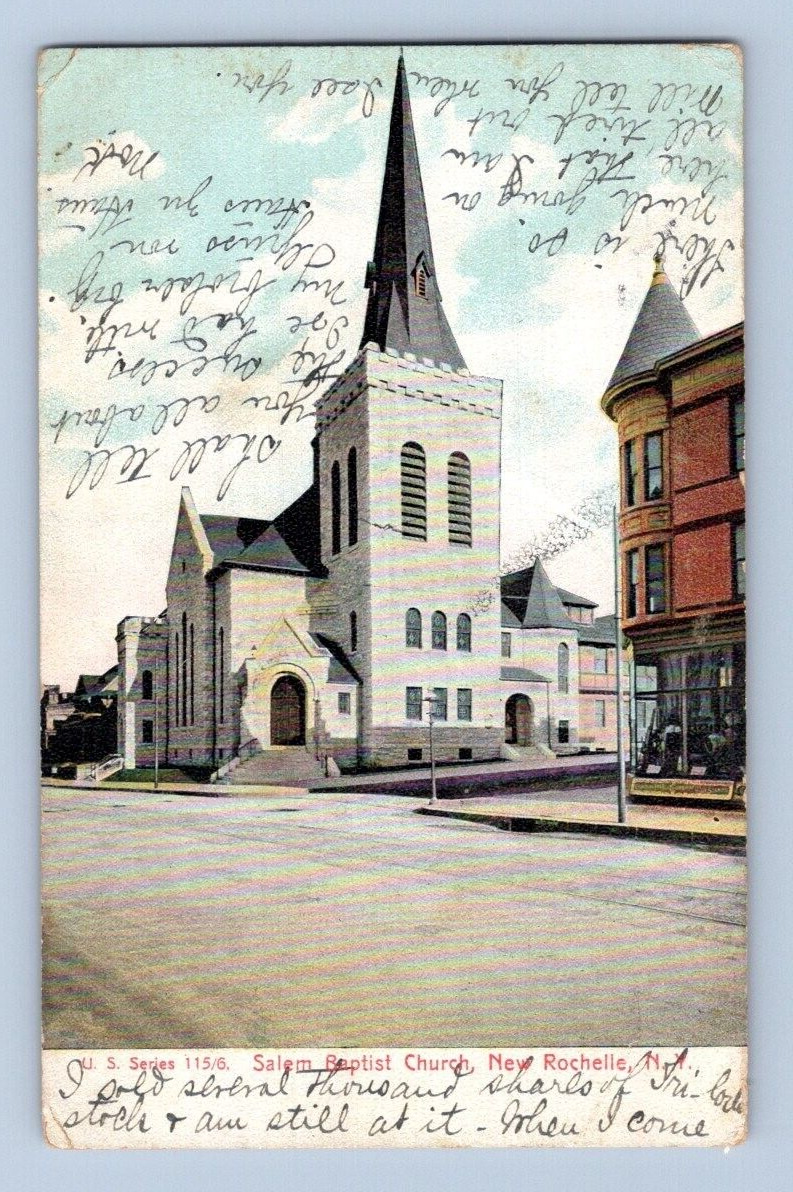 1908. SALEM BAPTIST CHURCH. NEW ROCHELLE, NY. POSTCARD 1A37