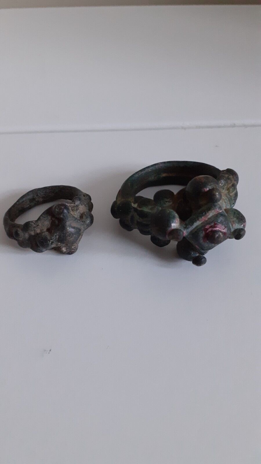 Two Antique Bronze Tribal India Lingham Rings  C19th Century or earlier, Hindu