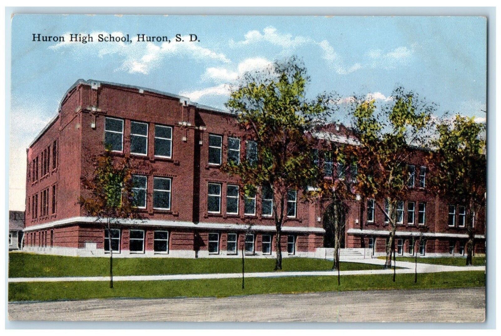 c1910 Huron High School Exterior Building Huron South Dakota SD Vintage Postcard