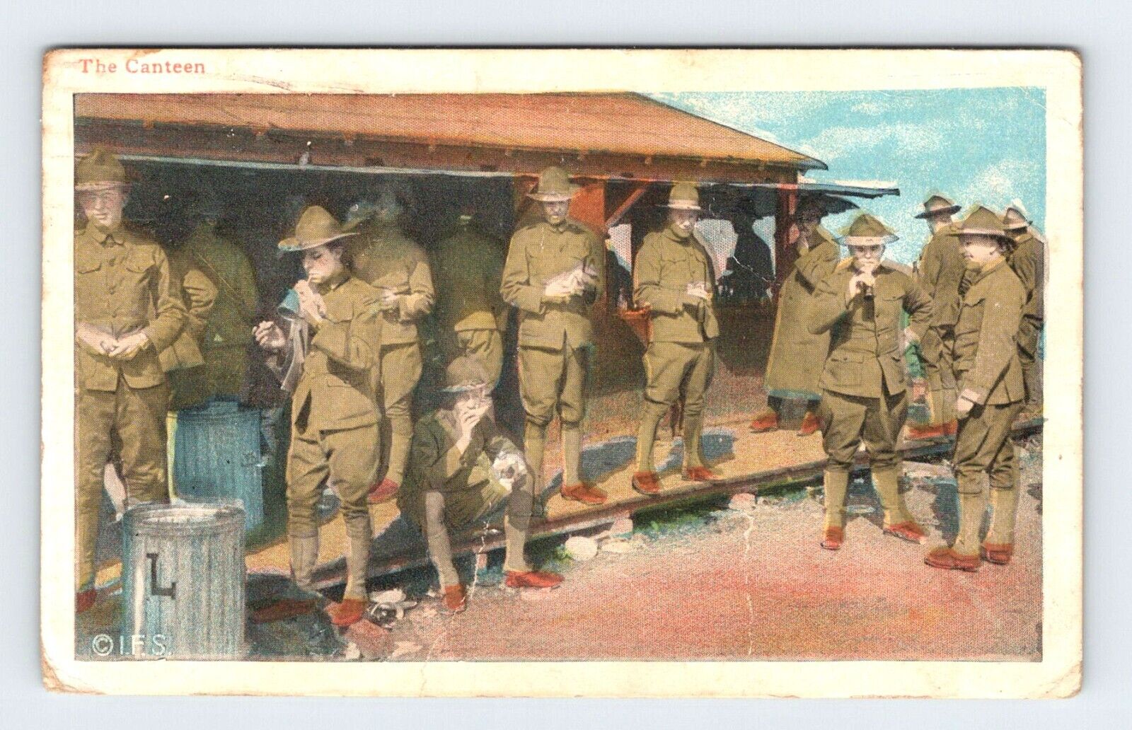 WWI Era U.S. Soldiers The Canteen Postmark 1918 Vintage Postcard OLP5