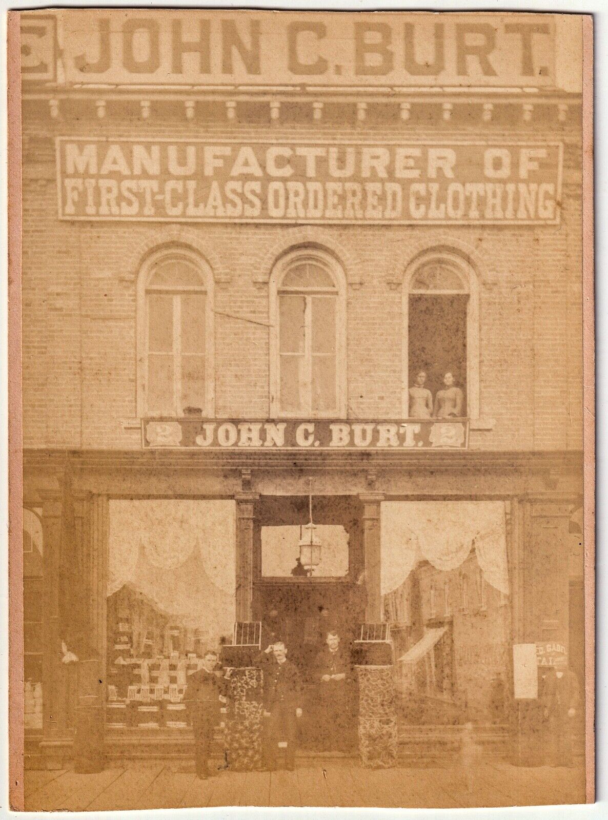 Vintage circa 1890s Photograph John C.Burt Manufacturer Of Clothing, Building
