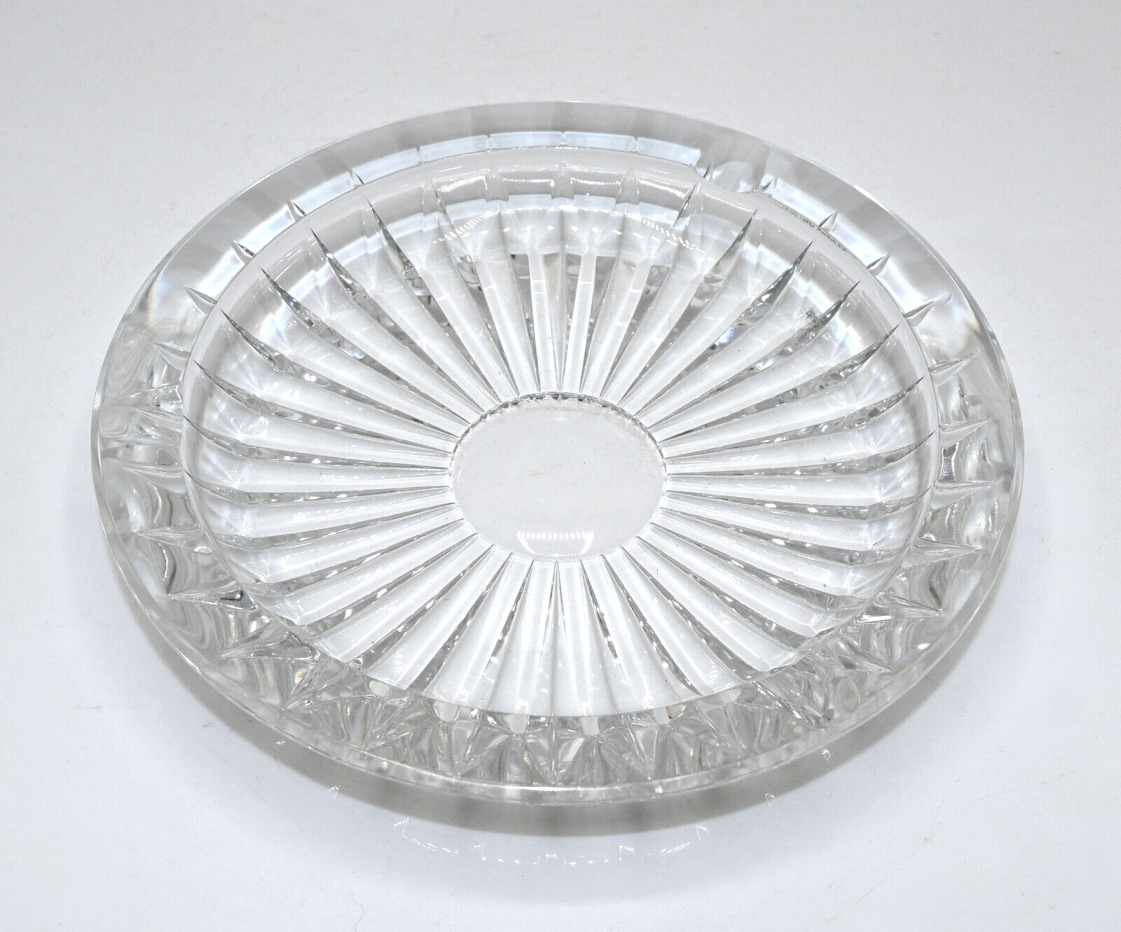 Vtg Crystal? Clear Glass Ashtray Signed by Artist MCM
