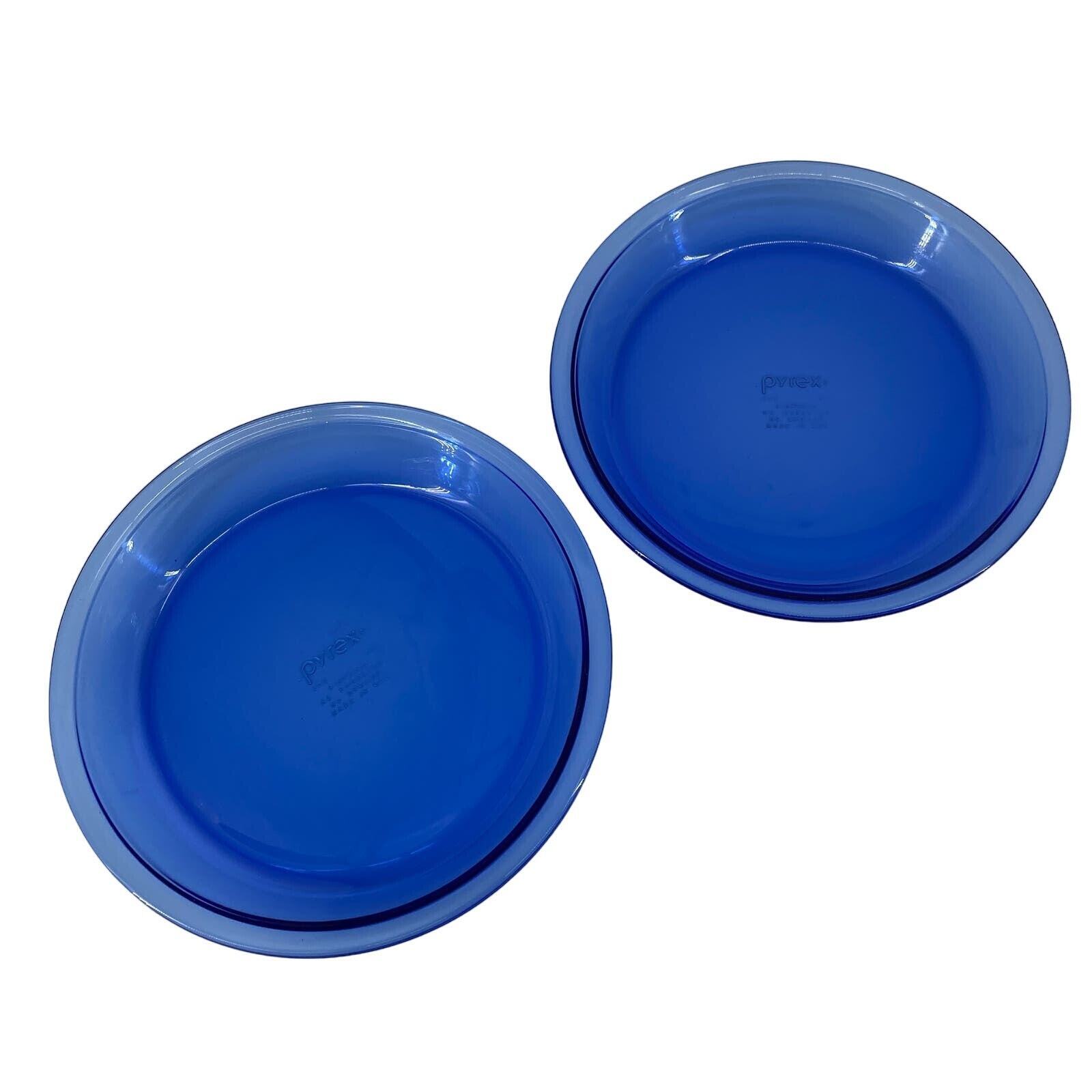 Set Lot 2 Vintage PYREX Cobalt Blue Glass Pie Plates 9\