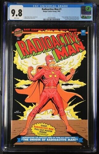 1993 Bongo Comics Radioactive Man #1 CGC 9.8 Glow in the Dark Cover inc. Poster