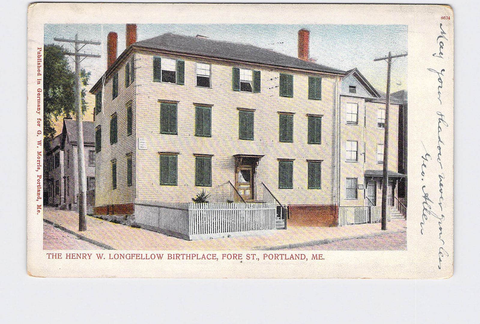 PPC Private Mailing Card ME Maine Portland Henry W Longfellow Birthplace Fore St