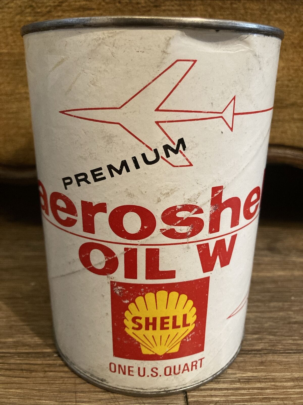Vintage Aviation Shell Aeroshell Airplane  Oil W Grade 100 Full Cardboard Quart
