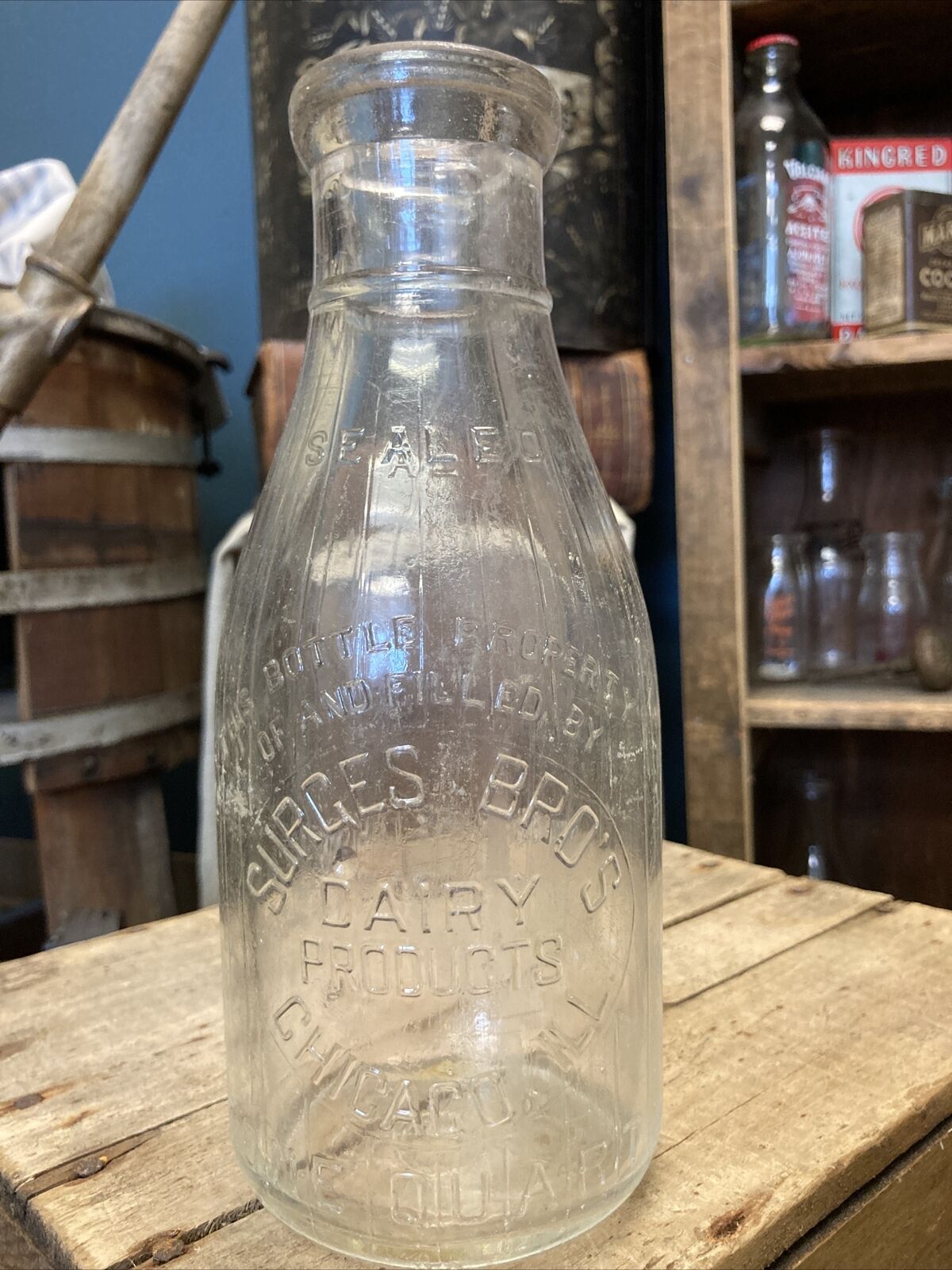 Vintage Quart Milk Bottle Surges Brothers Dairy Chicago Illinois
