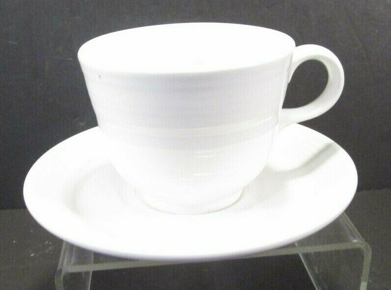 Homer Laughlin Fiesta Ware White Tea Coffee Cup with Saucer 1986-current 8+ oz