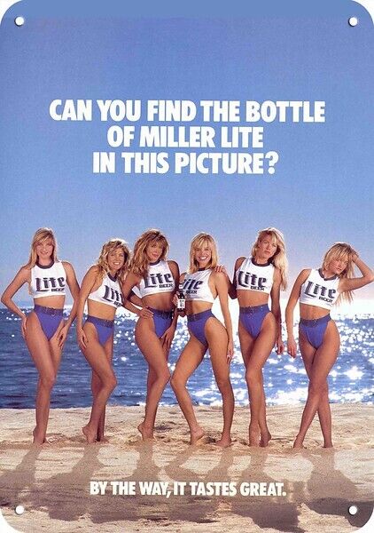 1989 MILLER LITE Beer Sexy Blonde Bikini Women DECORATIVE REPLICA METAL SIGN