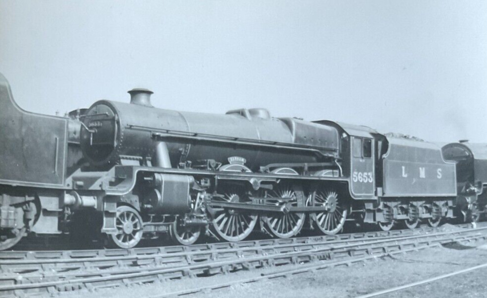 Steam Train  5653- LMS  - Black White photograph - 5 1/2ins x 3 1/2ins- See note