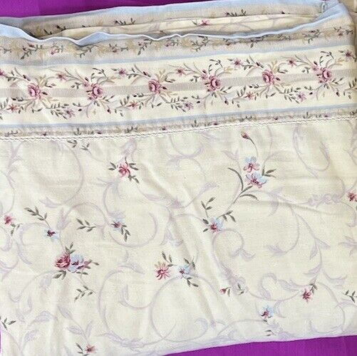 Vintage Croscill Victorian Floral Flannel King Sheet Set Heavy Brushed Cotton