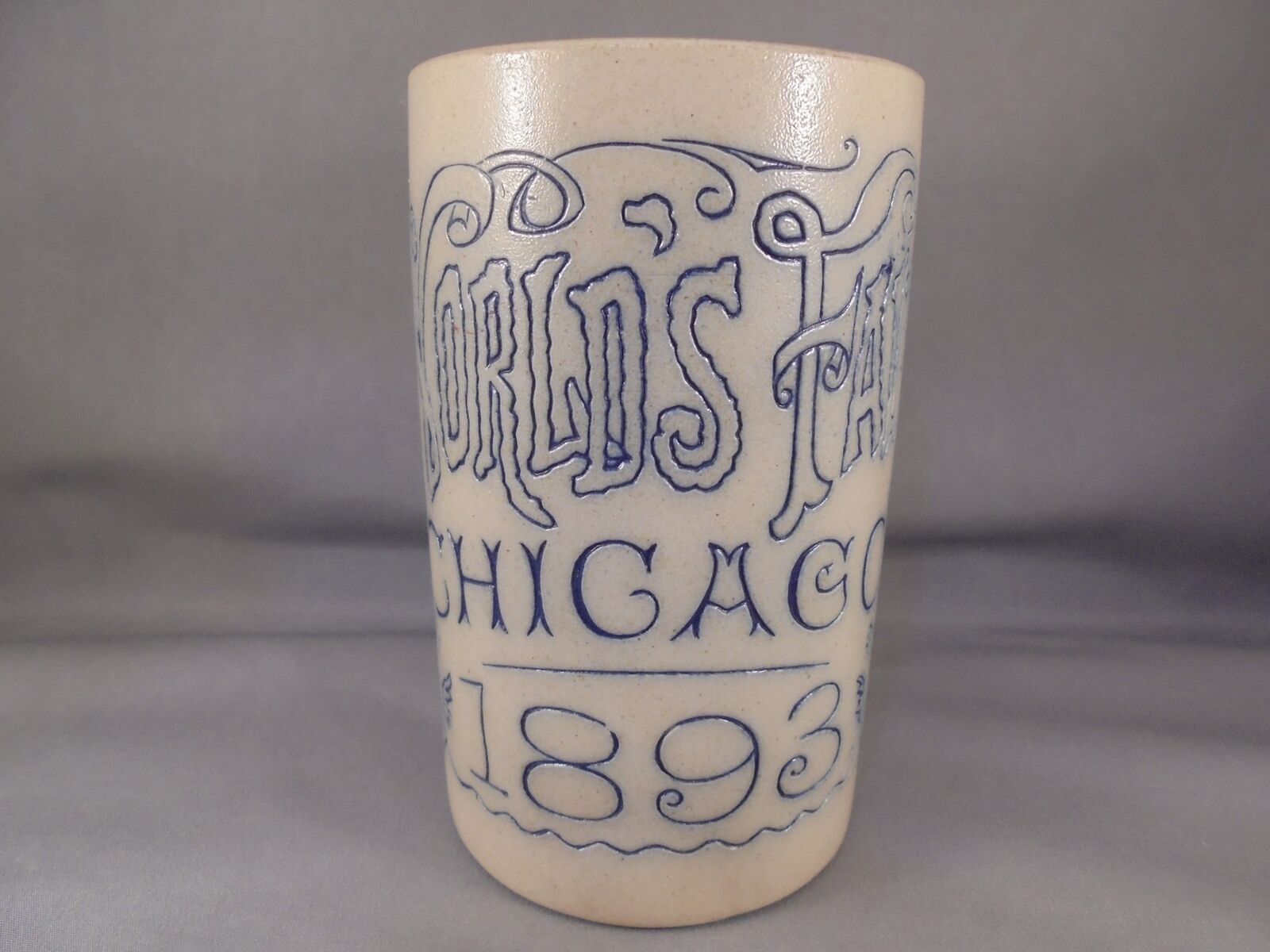 Antique 1893 Chicago World\'s Fair Stoneware Mug Utica Excellent