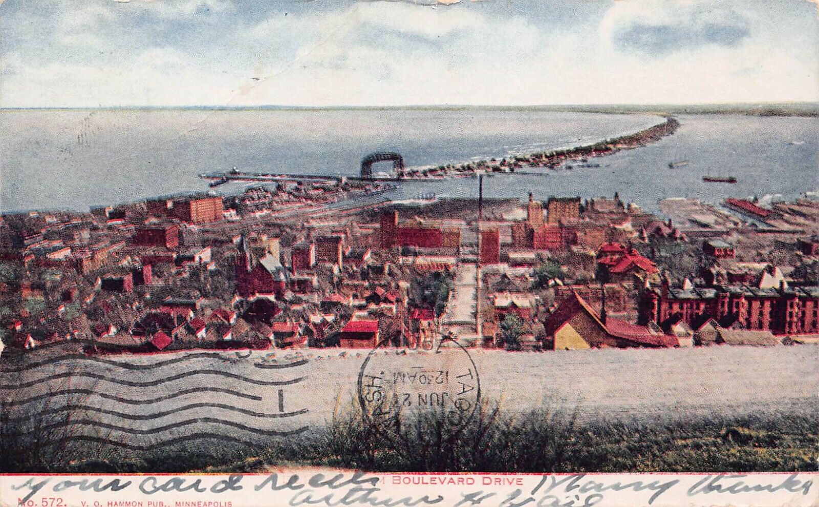 Duluth MN Minnesota Canal Park Harbor Ship Lift Bridge c1907 Vtg Postcard C61