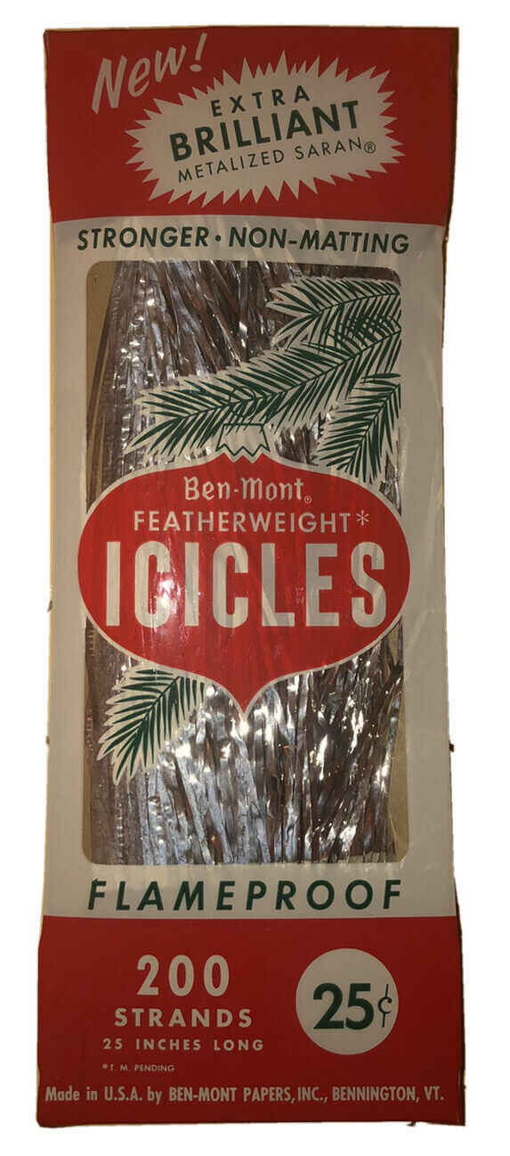 1950’s *New* Ben-Mont Featherweight Icicles 200 Strands 25” Long Flameproof