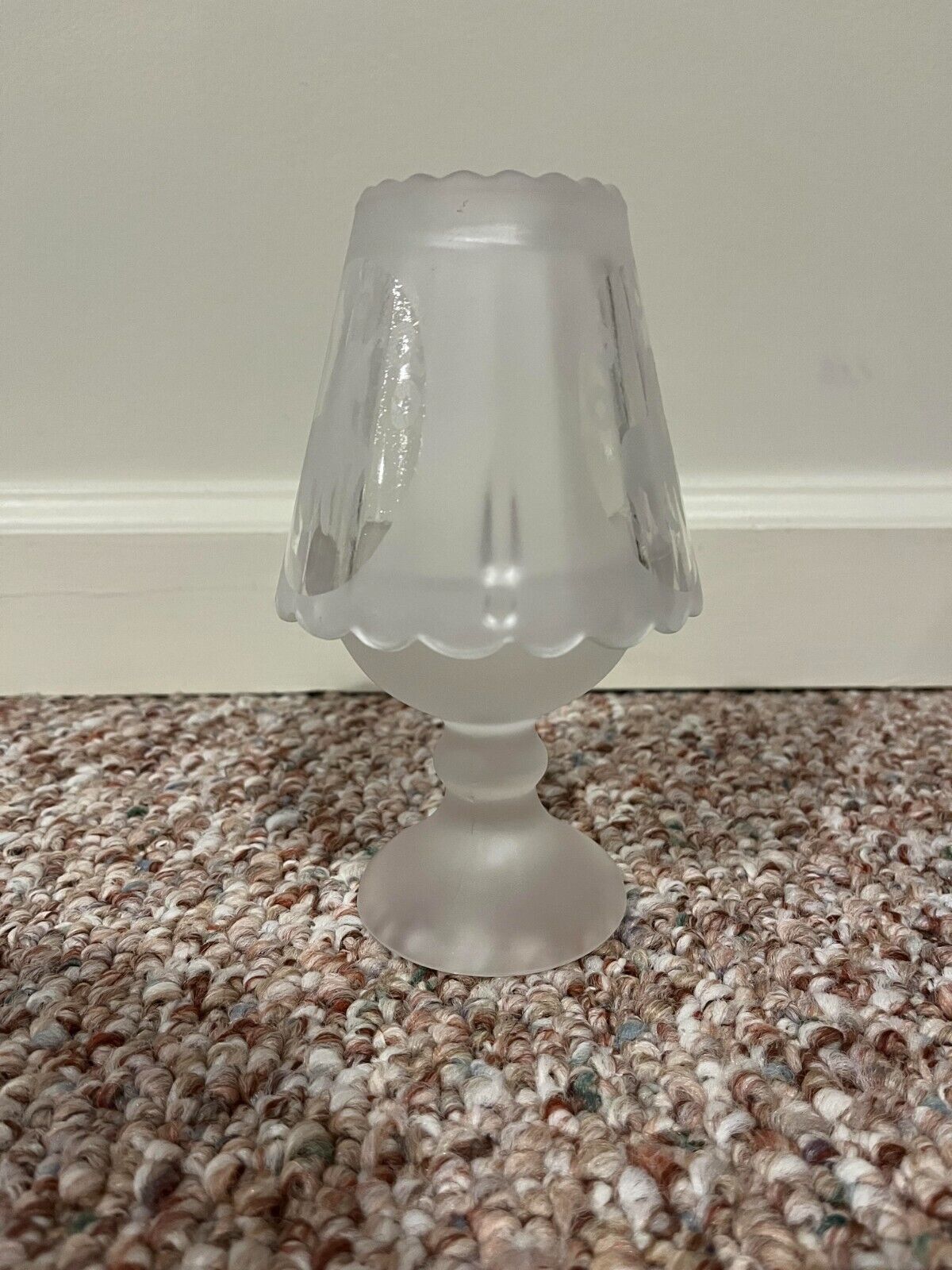 Vintage 1980s Fairy Candle Holder / Lamp Satin Glass Unicorn