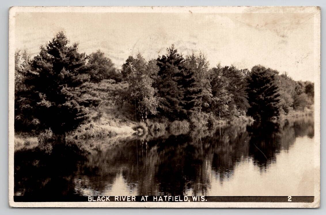 RPPC Black River At Hatfield WI Wisconsin 1946 Real Photo Postcard B32