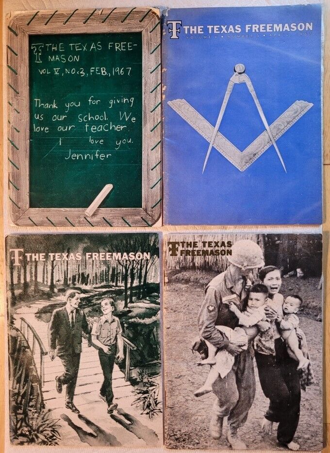 The Texas Freemason Magazine 1967 Lot for Four Vintage Freemason Magazines