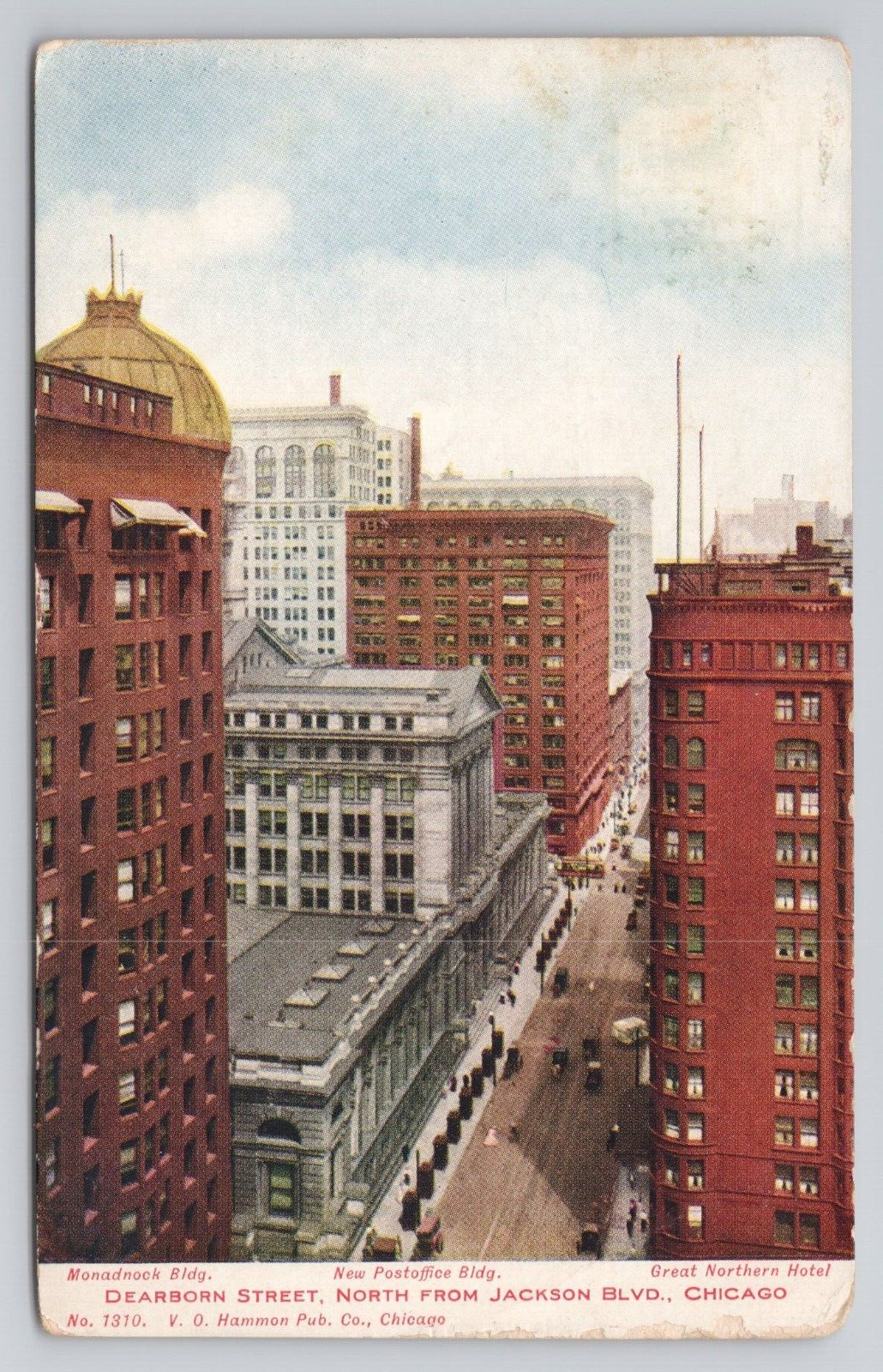 Dearborn Street North From Jackson Blvd Chicago Illinois 1910 Antique Postcard