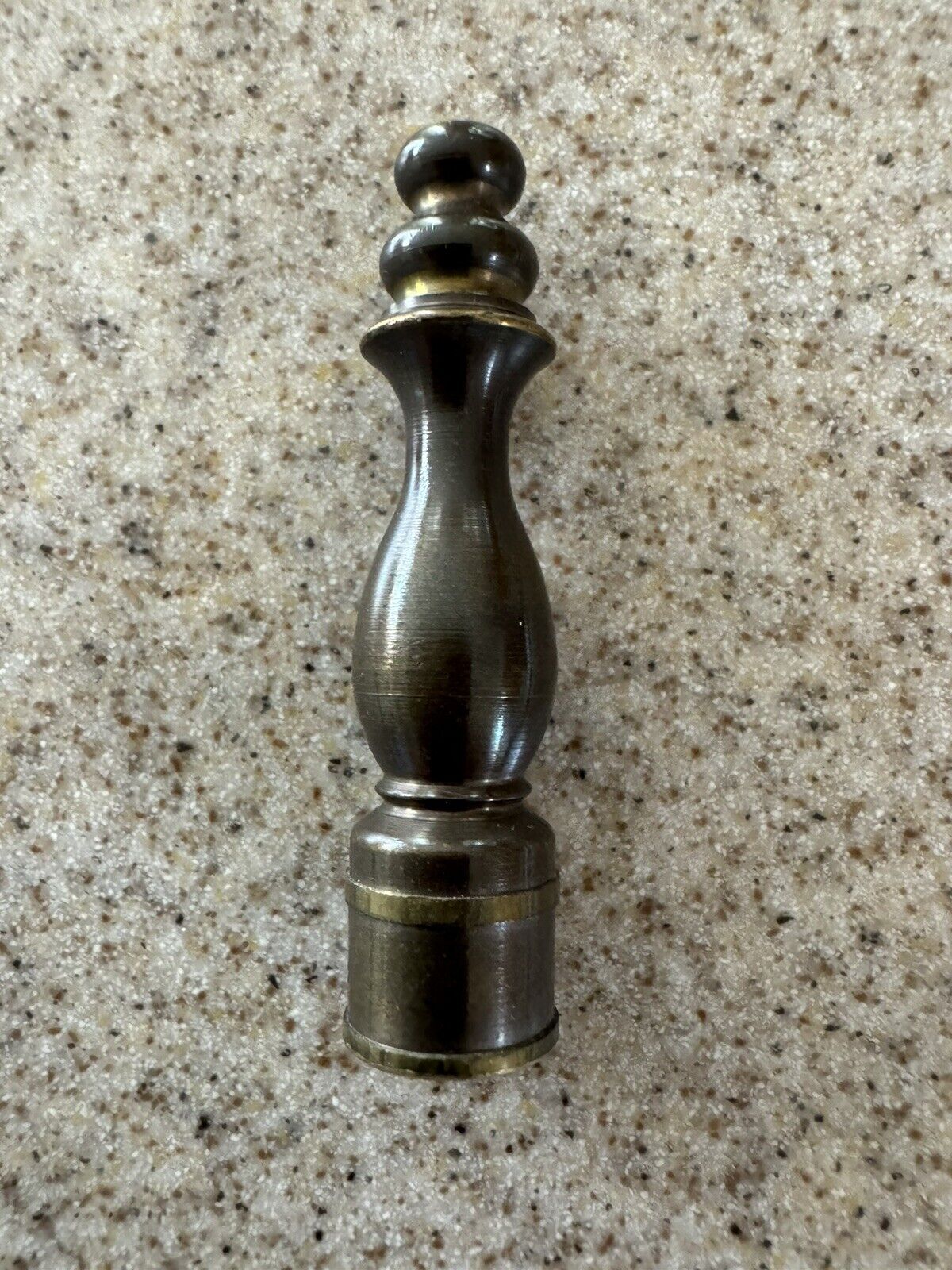 Vintage Antique Brass Lamp Finial  2” Tall Nice Patina Small Hole, 2 Available