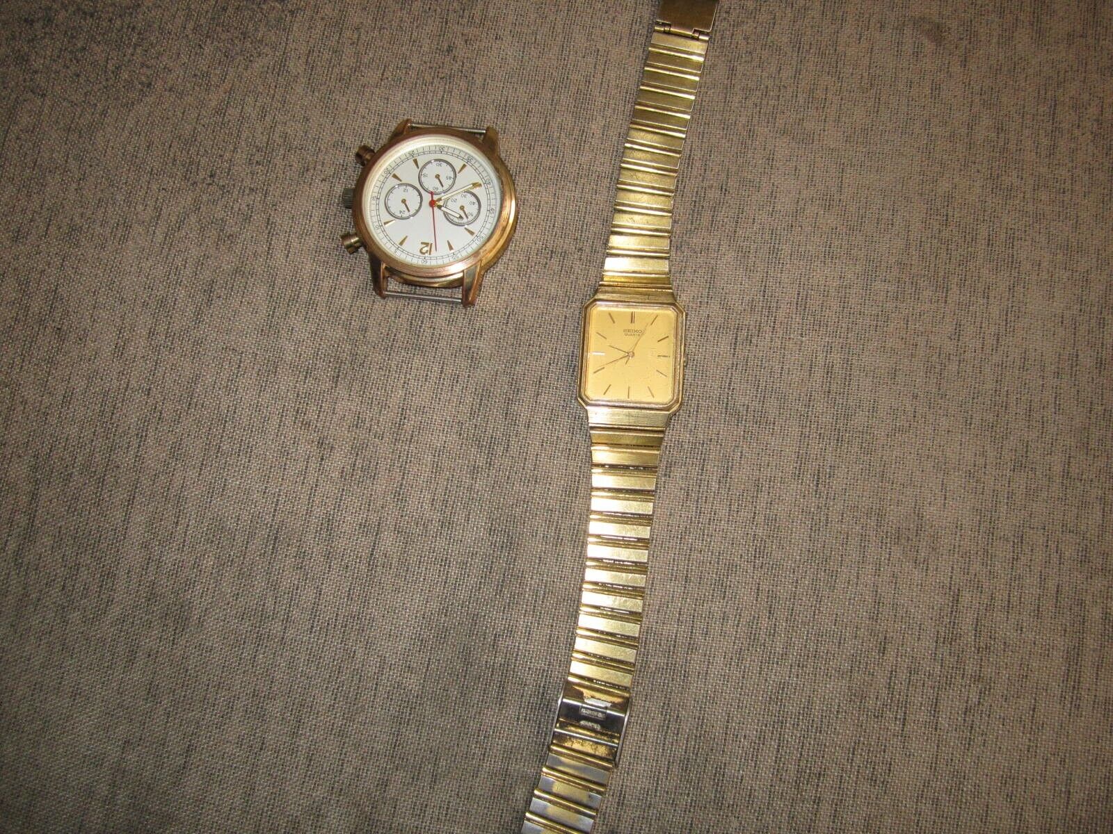 Vintage Junk Drawer Lot, Seiko Quartz wrist watch, Accutime Watch Corp Watch