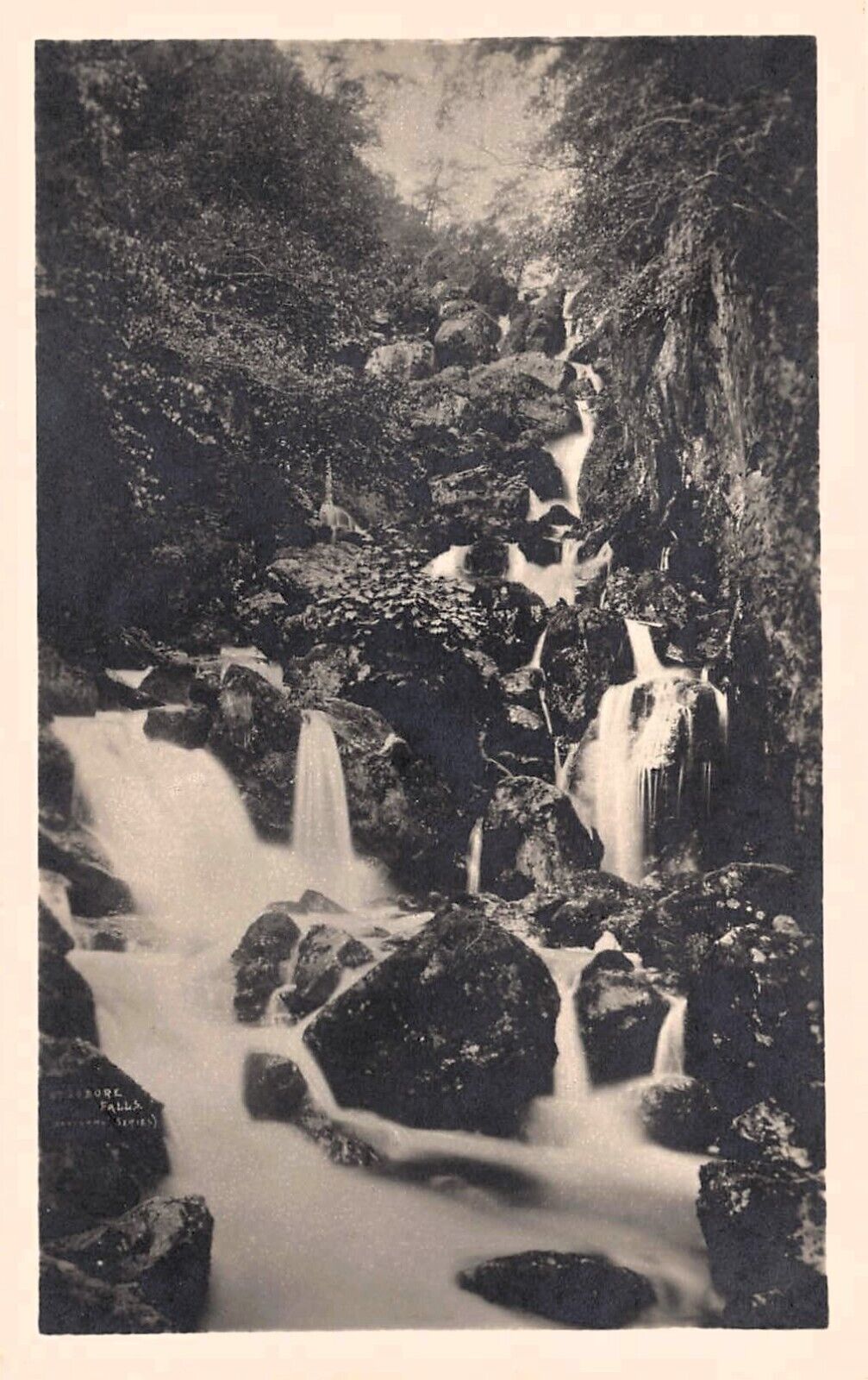 RPPC Lodore Falls Cumbria England UK Waterfalls Photo Vtg Postcard D12
