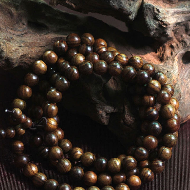 Black rosewood108 8MM Buddhist Prayer Bead Mala Necklace Bracelet D_-_
