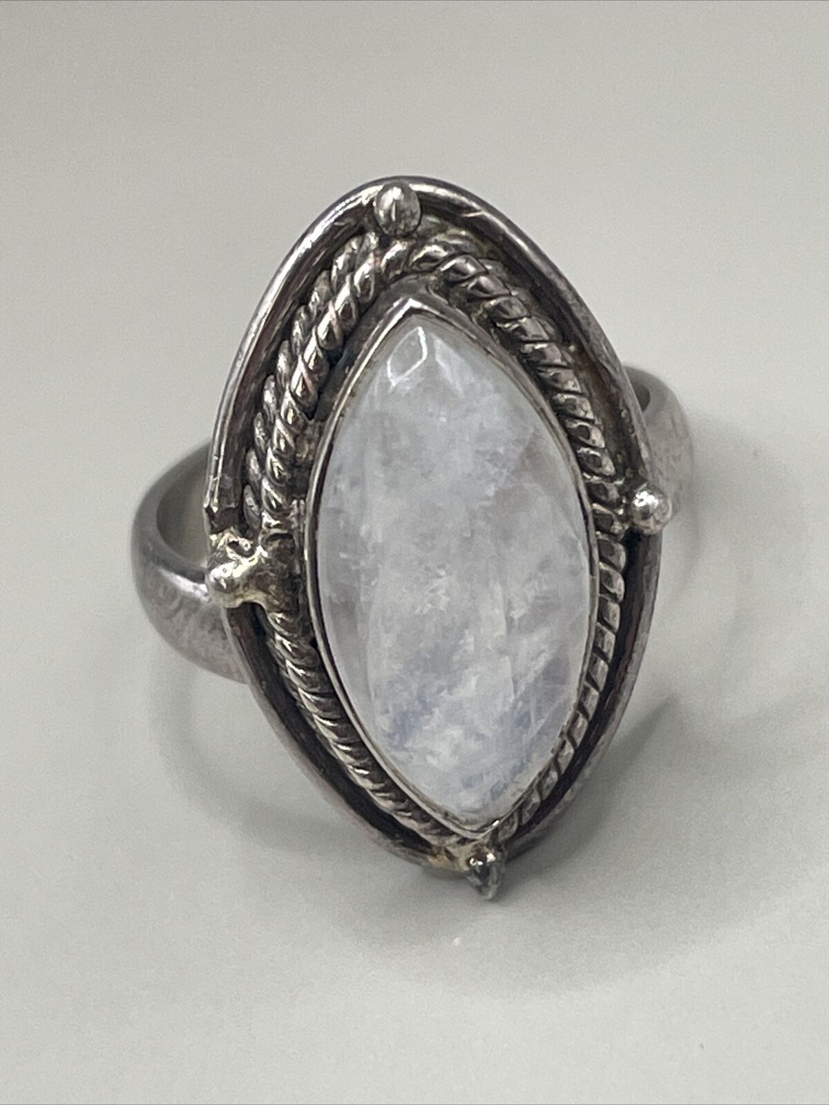 Vintage Sterling Silver Moonstone Ring Jewelry Adjustable Size Handmade
