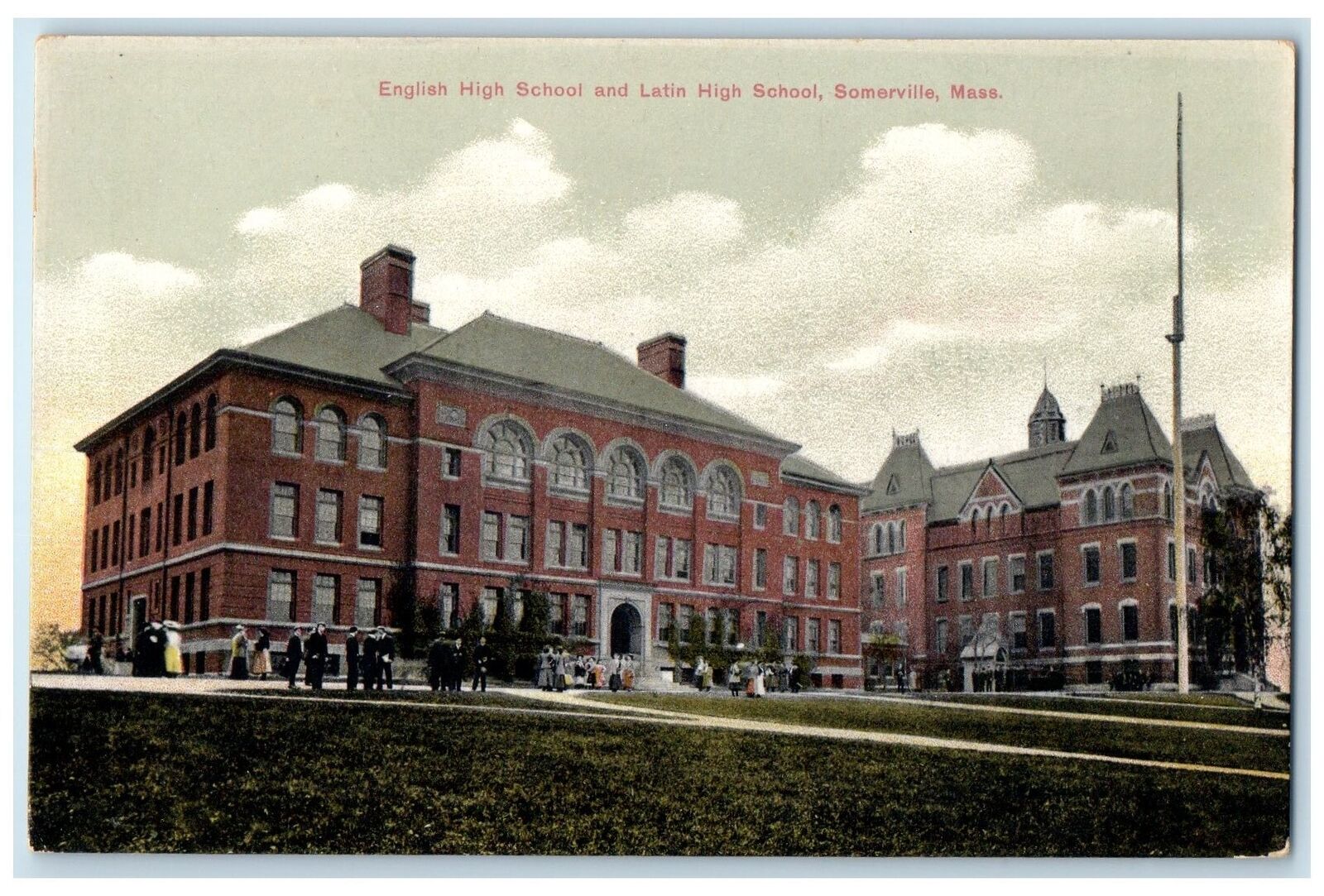 c1910s English High School And Latin High School Exterior Somerville MA Postcard
