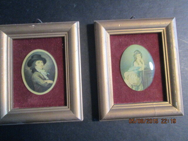 2 framed pictures depicting early work from 1750's to 1820's 