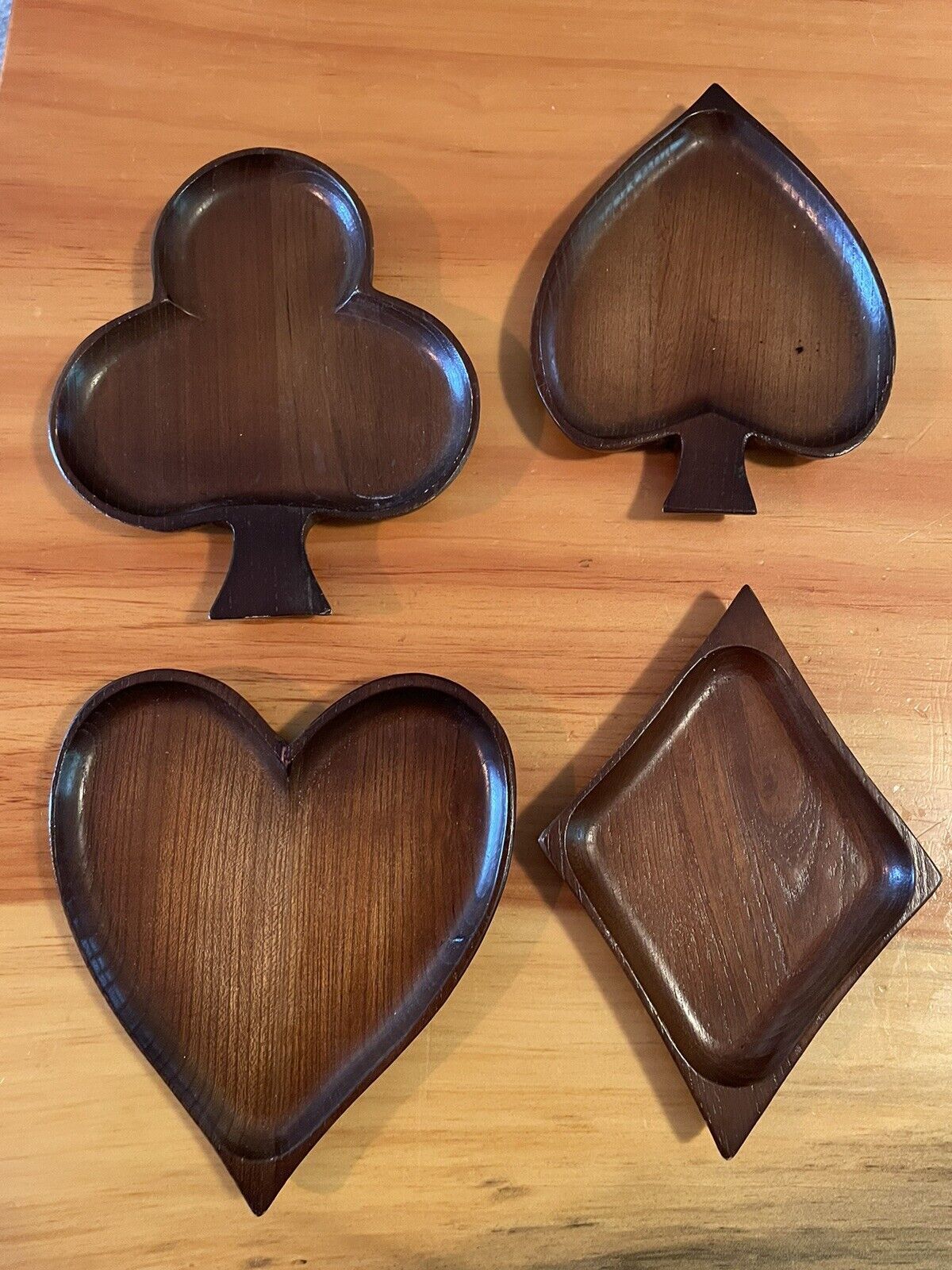 Vintage Handmade Spade Heart  Snack Set Dishes Bridge Playing Cards Trinket Dish