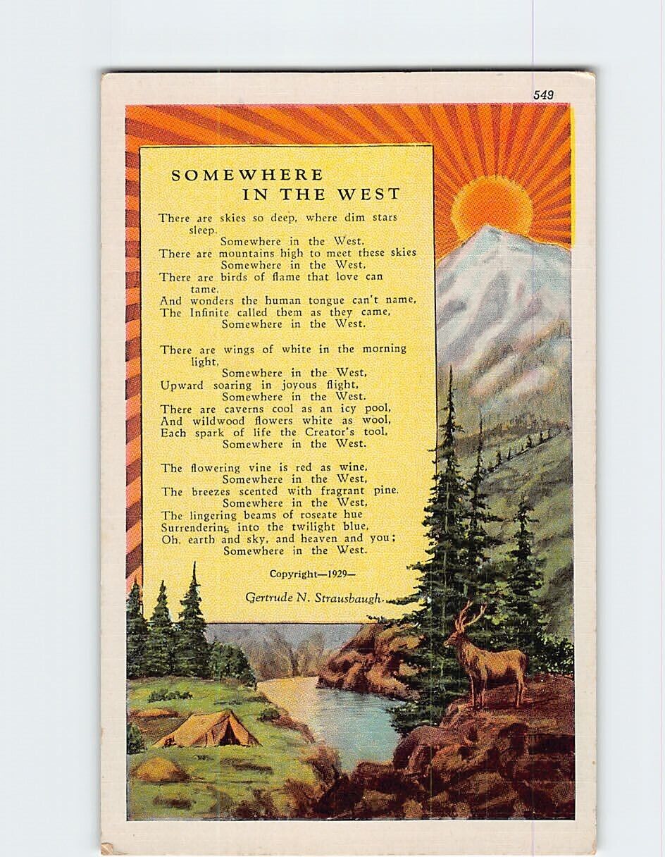 Postcard Somewhere in the West Poem by Gertrude Strausbaugh
