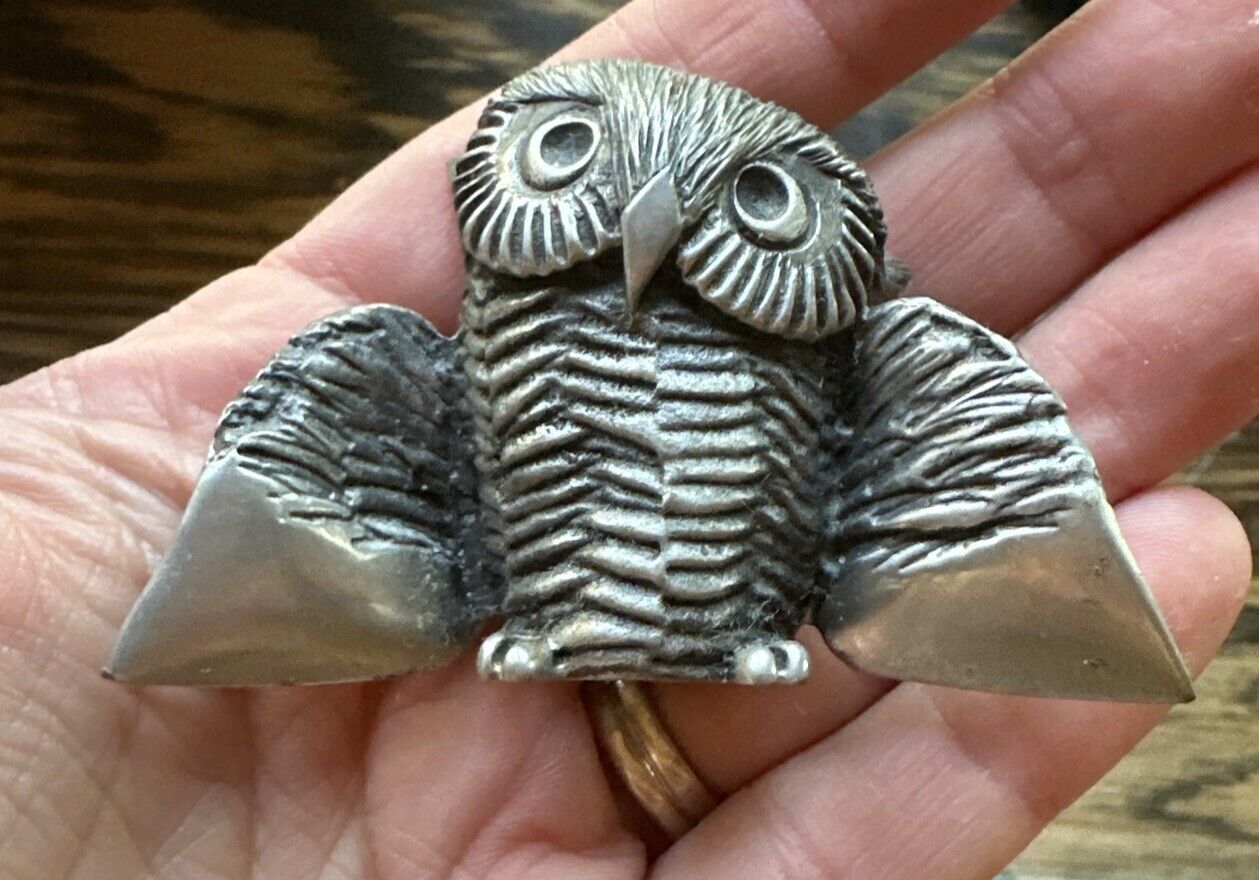 Vintage - Clarence Cameron - Signed Small Pewter Owl Figurine