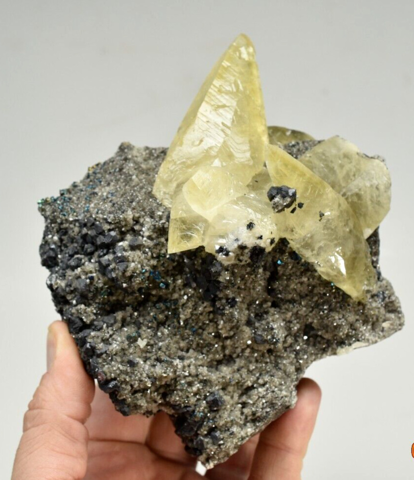 2.3 LB Calcite on Galena w Chalcopyrite- Fletcher Mine, Reynolds Co., Missouri
