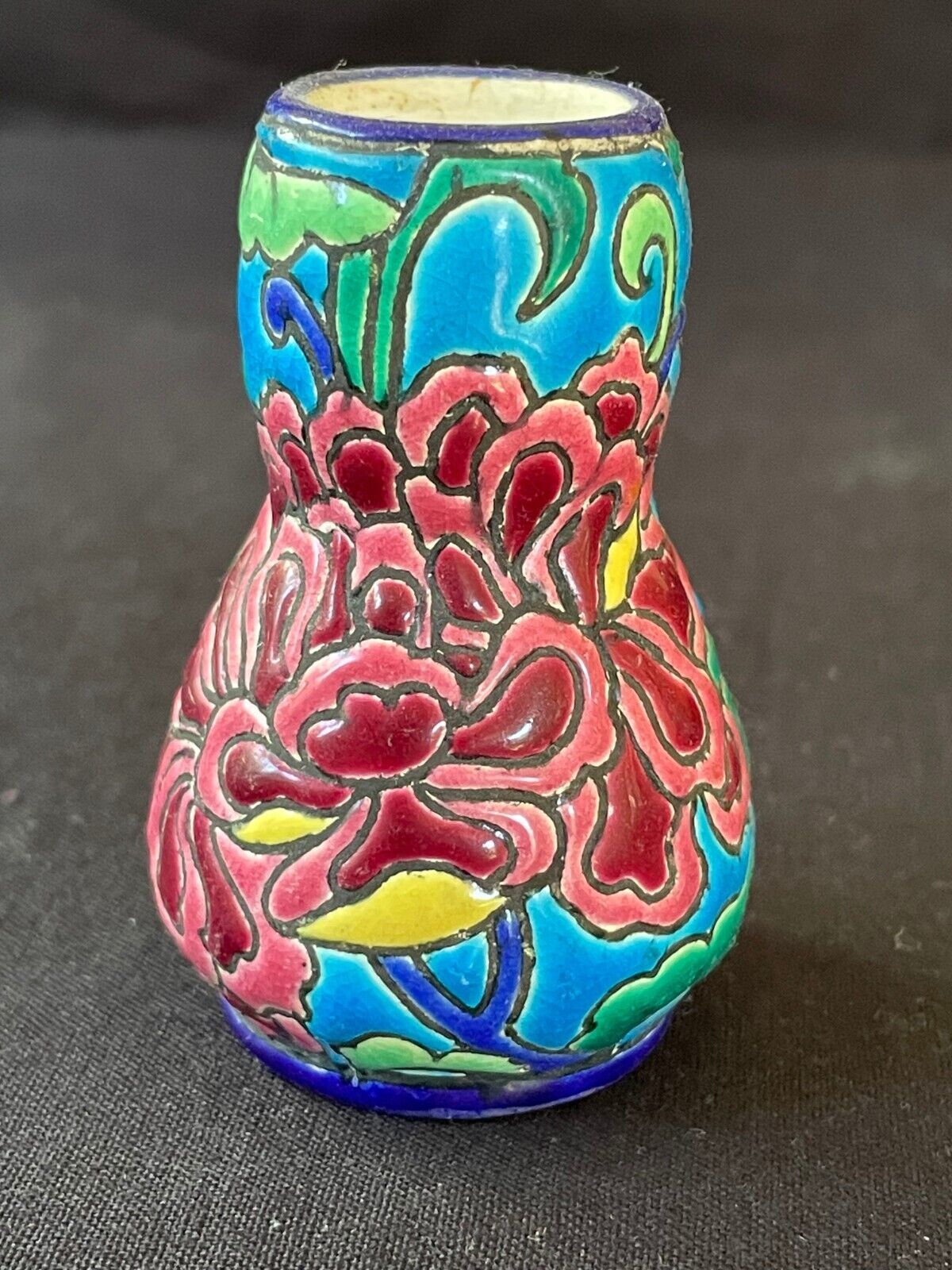 Antique Frehch 1900\'s LONGWY little vase . Marked Bottom