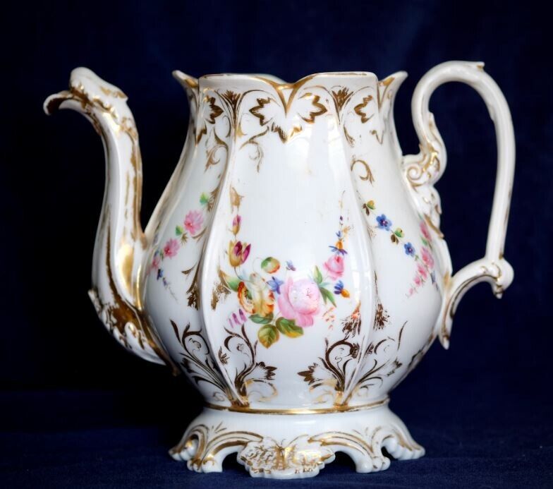 Vintage Haviland Porcelain Teapot - Floral Design with Gold Trim