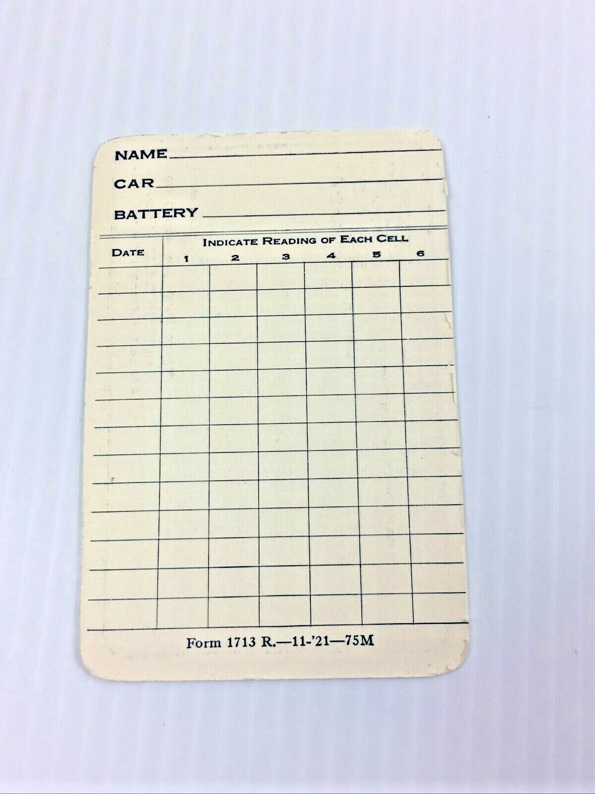 Antique “ Exide Batteries “~ Wallet Card for Service Station . Printed in 1921