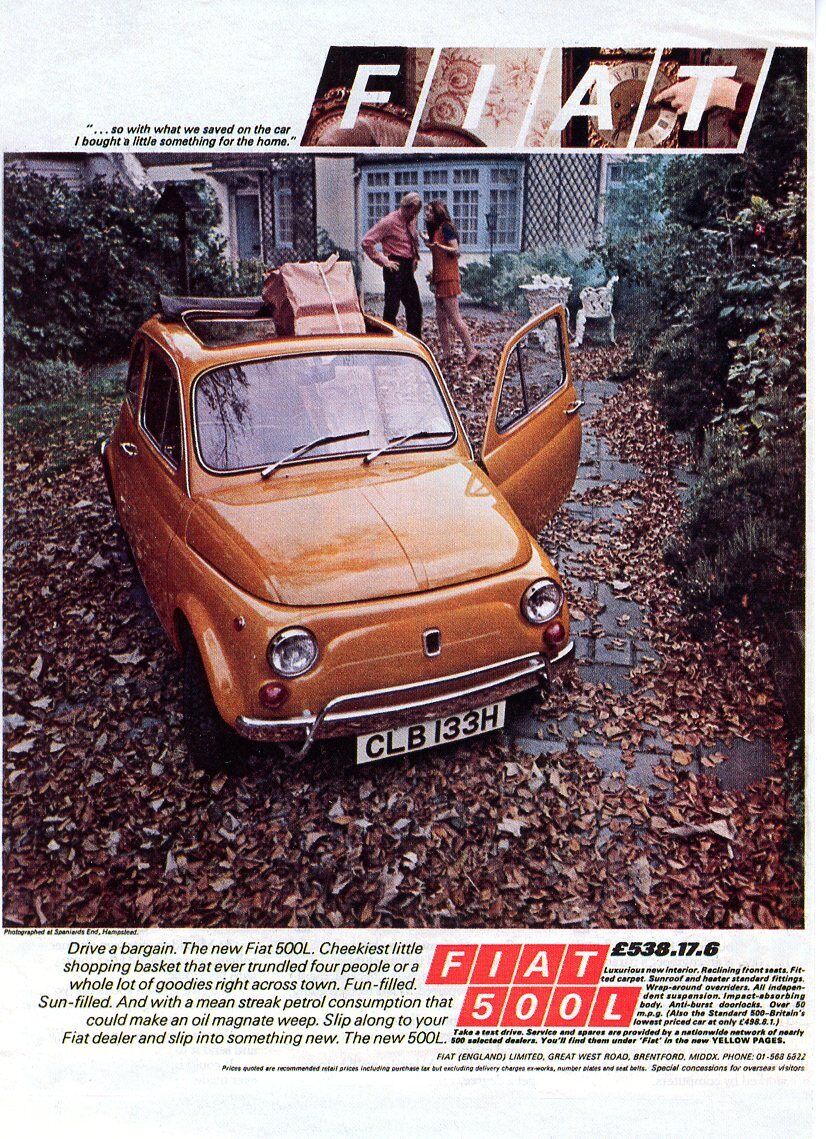 Fiat 500 CL CLB133H Postcard Mini Skirt Fashion 1971 £538 1957 -75 not Topolino